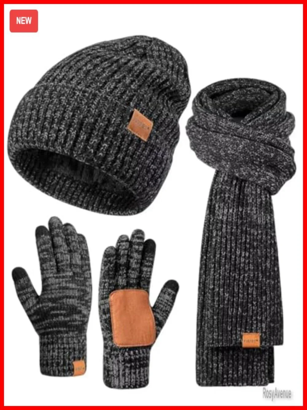 Winter Hat Gloves Scarf Set, Touchscreen Gloves, Beanie and Scarf, 3 in 1 Warm
